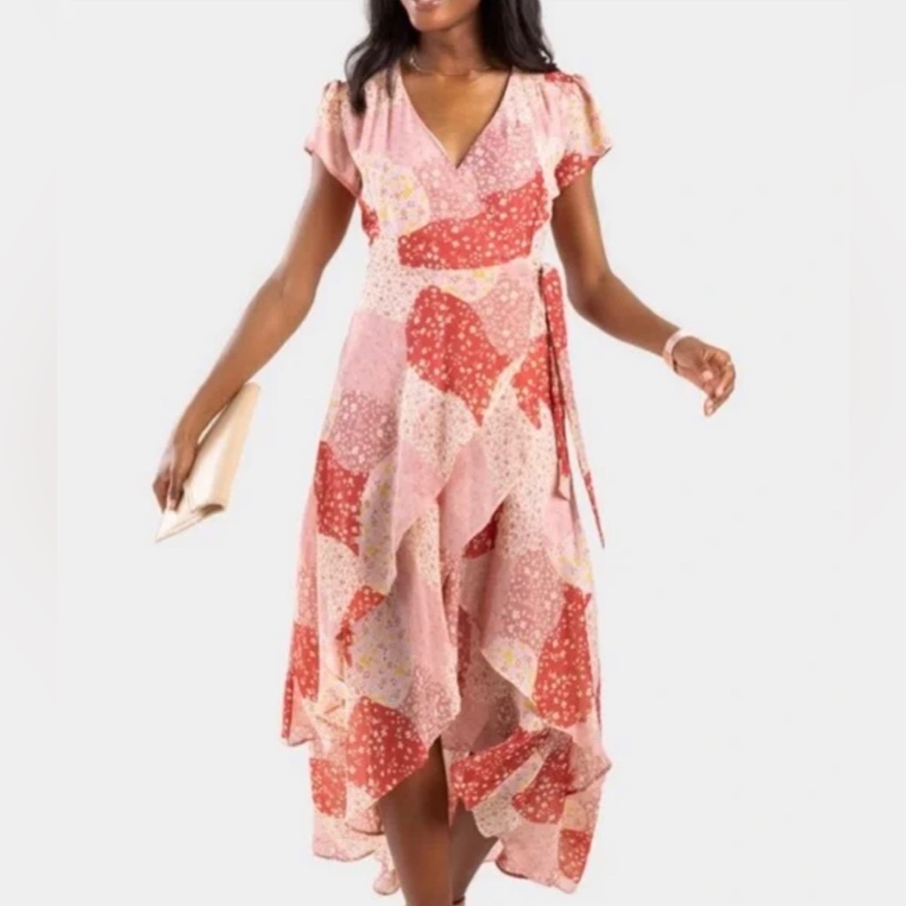 Pink Floral Wrap Dress (Francesca’s), Size S